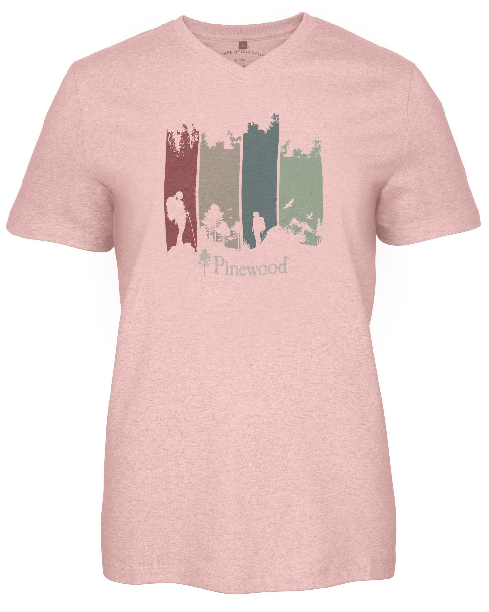 Dark Pink Melange Adventure coloured Pinewood Womens Finnveden Recycled Outdoor T-Shirt on white background
