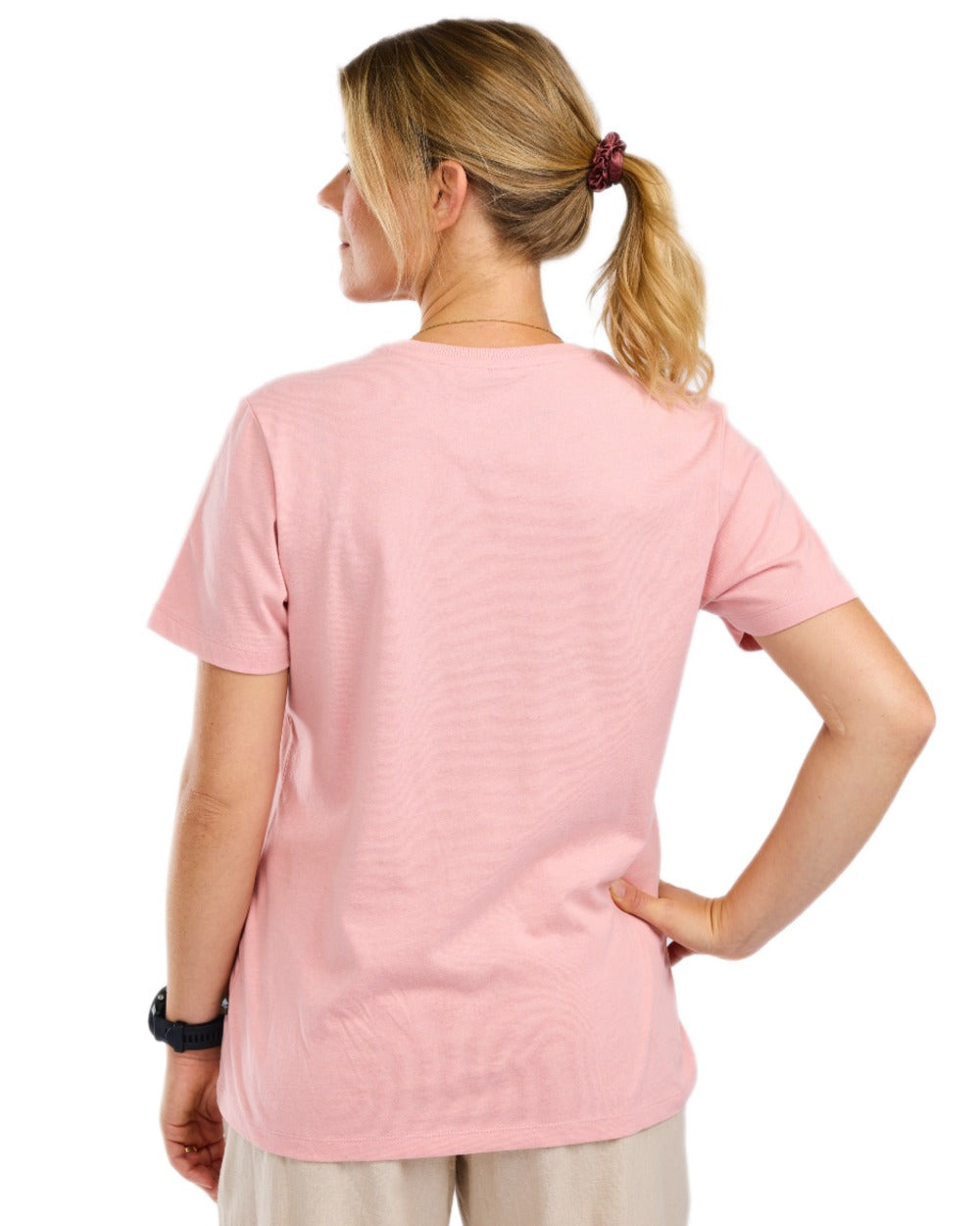 Dark Pink Melange Adventure coloured Pinewood Womens Finnveden Recycled Outdoor T-Shirt on white background