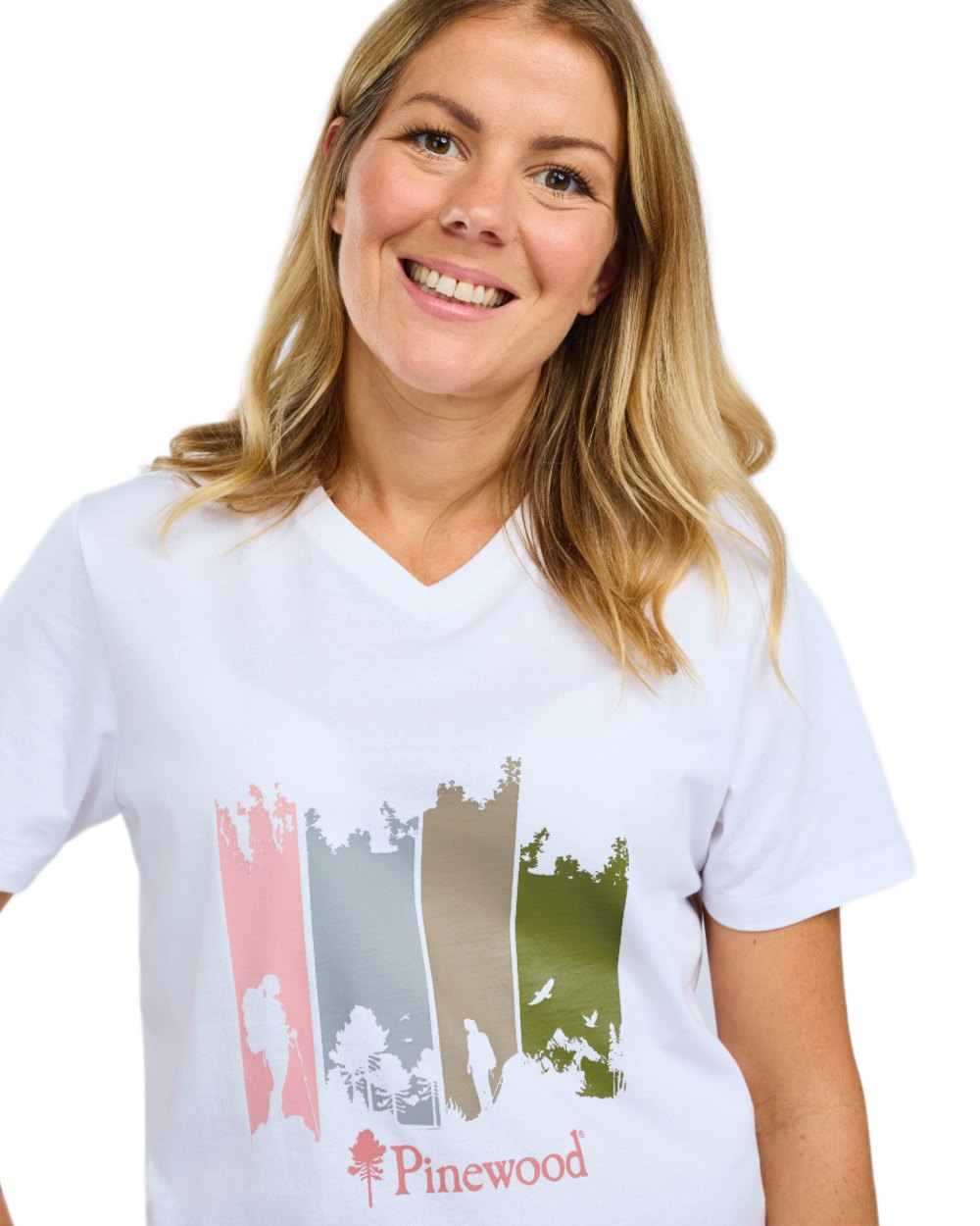 White Melange Adventure coloured Pinewood Womens Finnveden Recycled Outdoor T-Shirt on white background