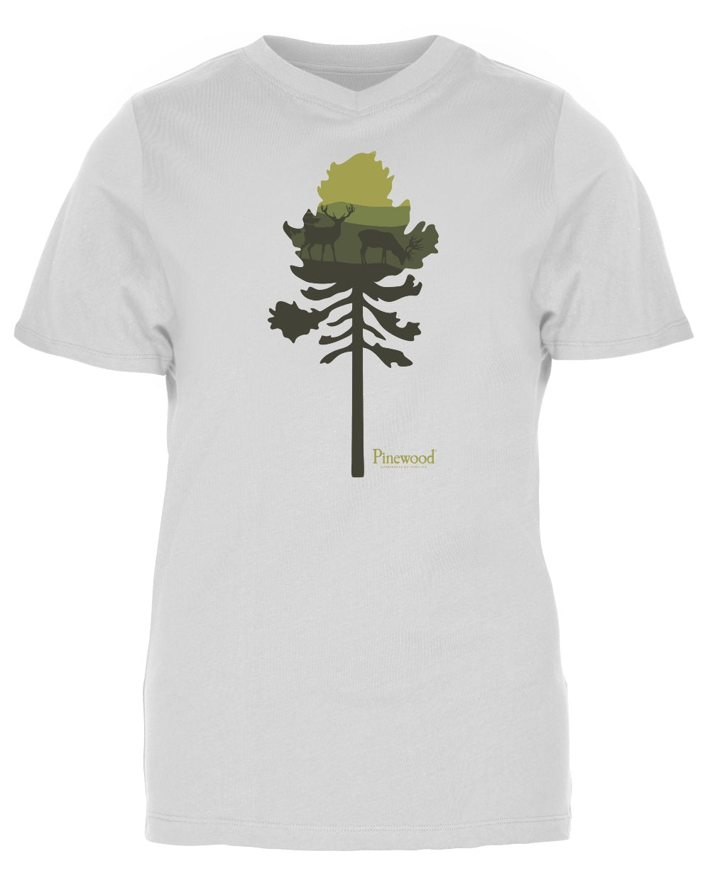 White Melange Pine Tree coloured Pinewood Womens Finnveden Recycled Outdoor T-Shirt on white background