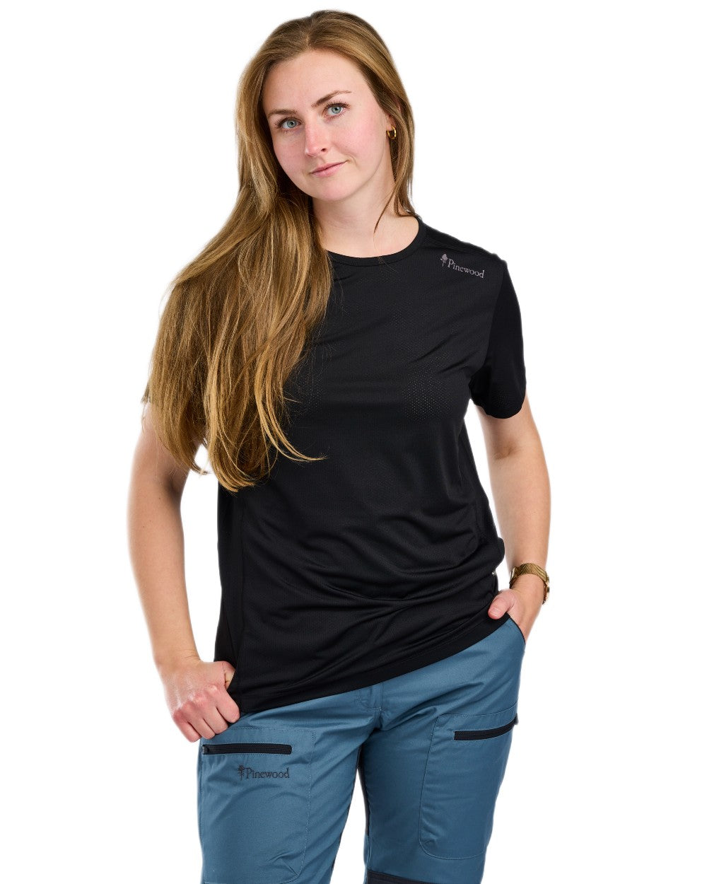 Black coloured Pinewood Womens Function T-Shirt on white background