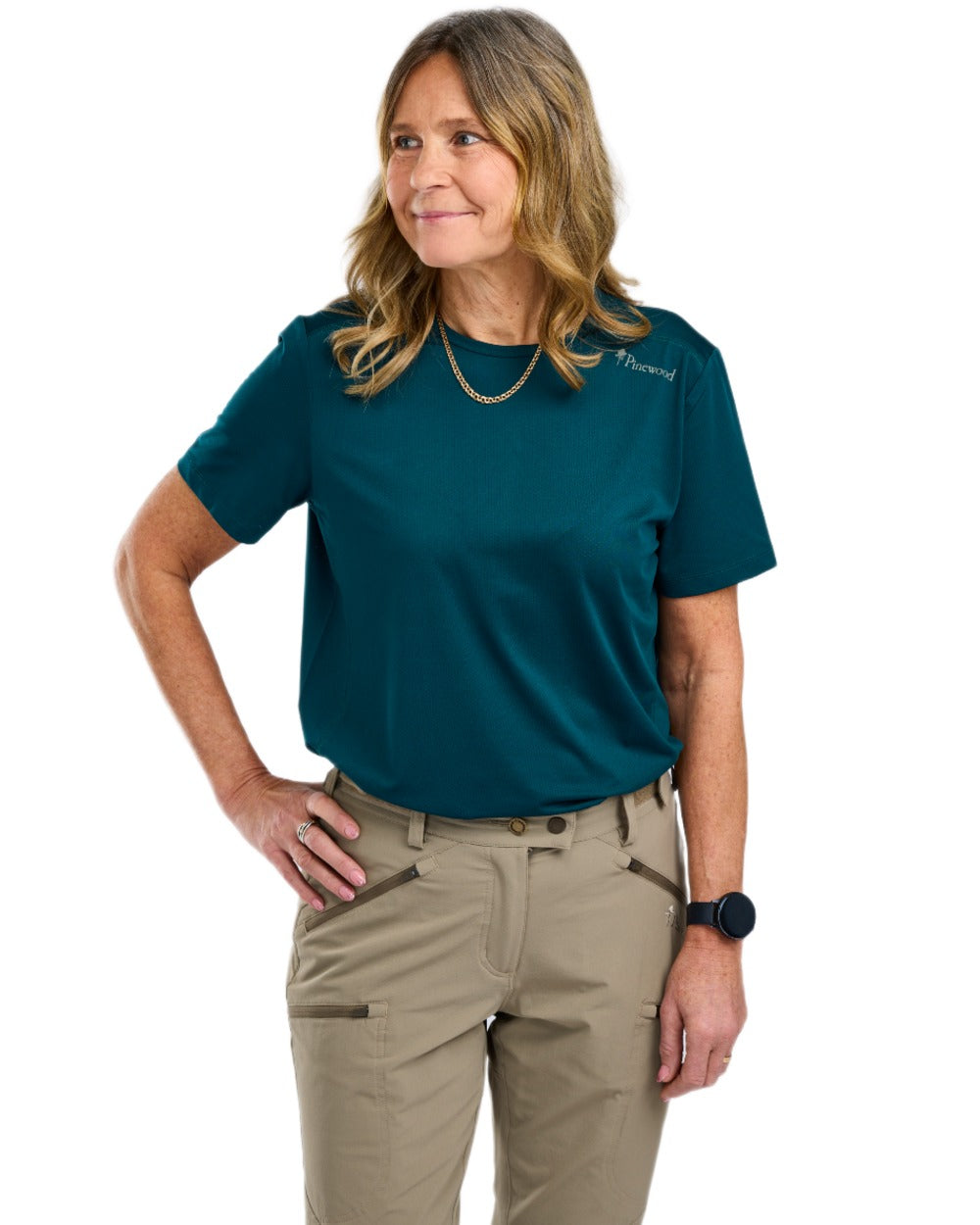 Dark Teal Blue coloured Pinewood Womens Function T-Shirt on white background