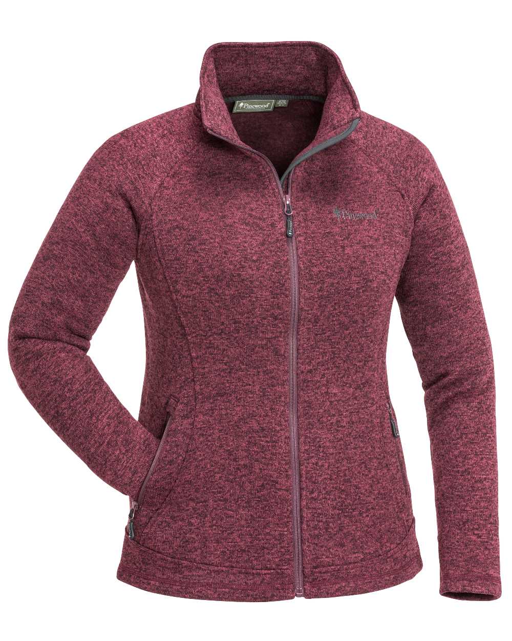 Plum Melange coloured Pinewood Womens Gabriella Fleece Jacket on white background