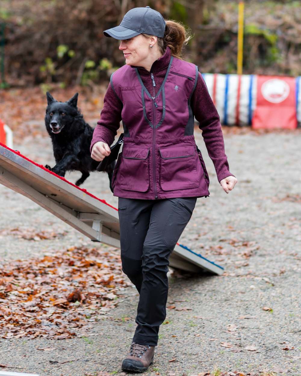Plum Melange coloured Pinewood Womens Gabriella Fleece Jacket on outdoor background