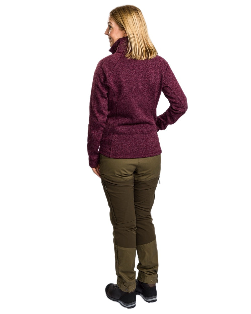 Plum Melange coloured Pinewood Womens Gabriella Fleece Jacket on white background