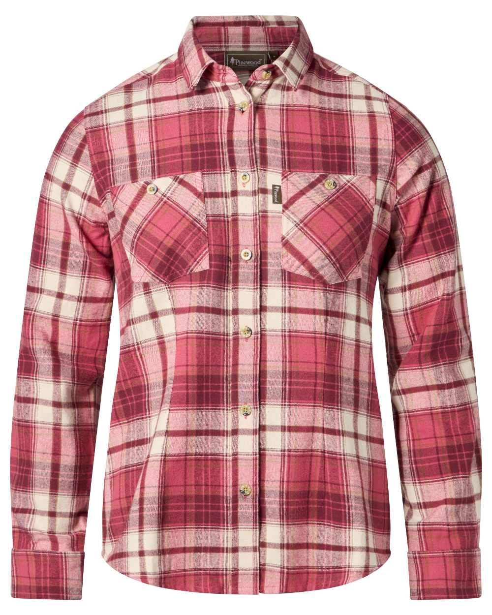 Cherry Pink Off White coloured Pinewood Womens Harjedalen Shirt on white background