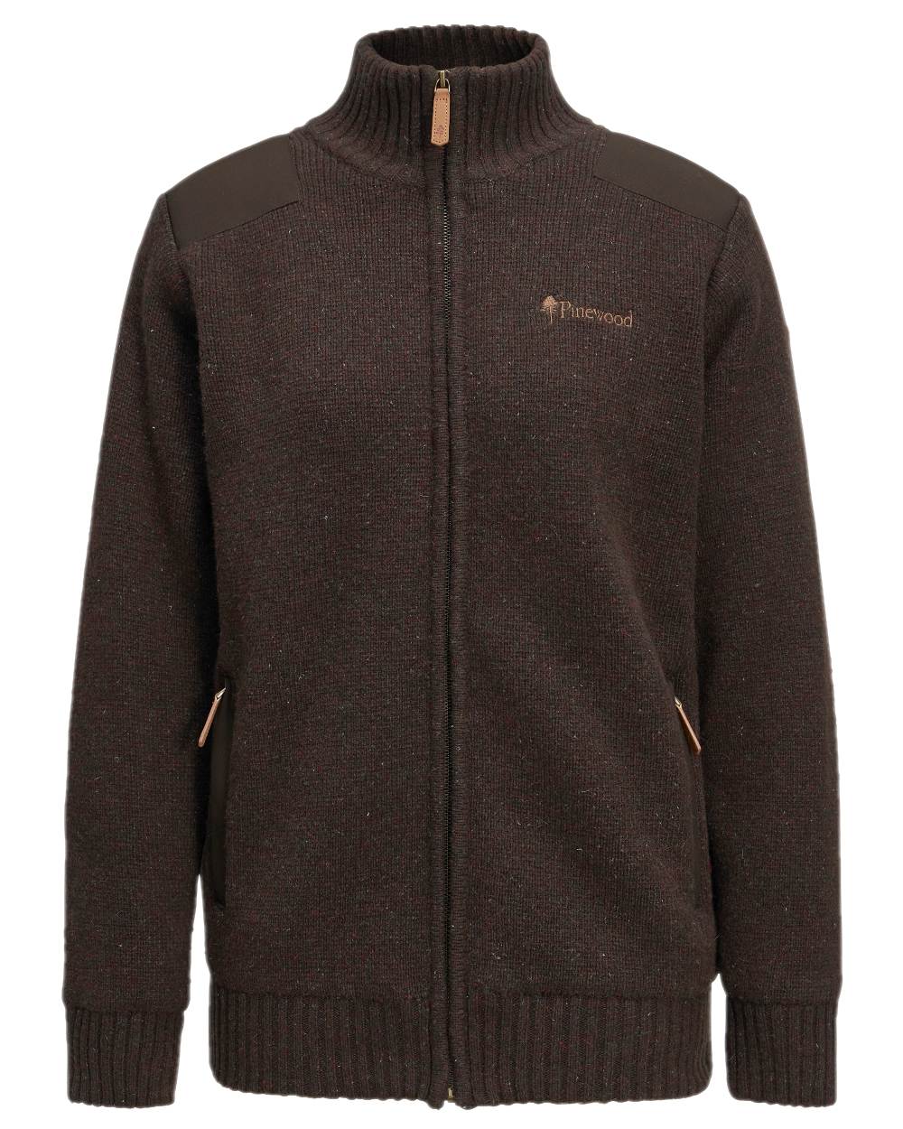 Dark Brown Mel Coloured Pinewood Womens Hurricane Full Zip Sweater on white background