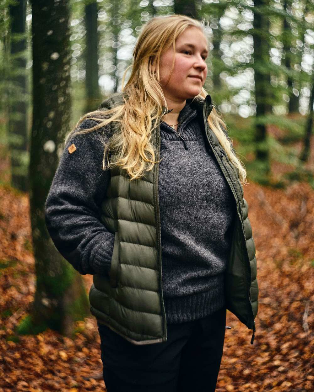 Dark Grey Mel Coloured Pinewood Womens Hurricane Knitted Sweater on outdoor background