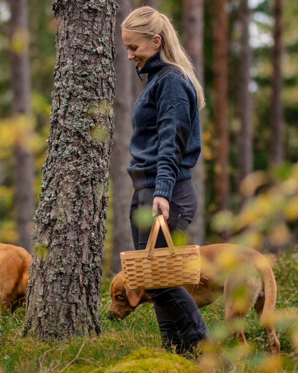 Dark Navy Mel Coloured Pinewood Womens Hurricane Knitted Sweater on outdoor background