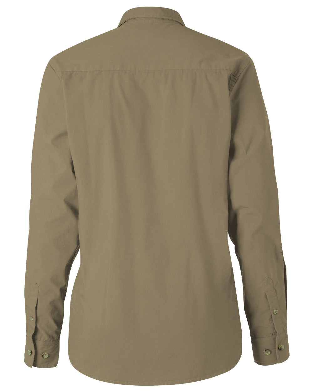 Sandstone coloured Pinewood Womens InsectSafe Poplin Long Sleeve Shirt on white background