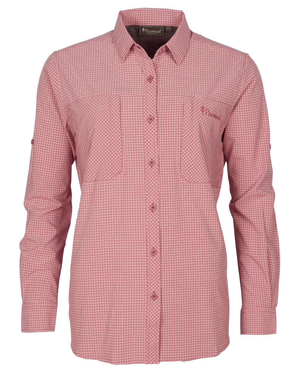 Brick Pink Off White coloured Pinewood Womens Insectsafe Shirt on white background