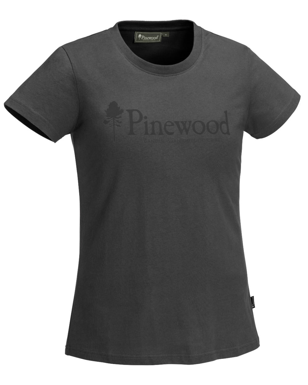 Dark Anthracite coloured Pinewood Womens Outdoor Life T-Shirt on white background