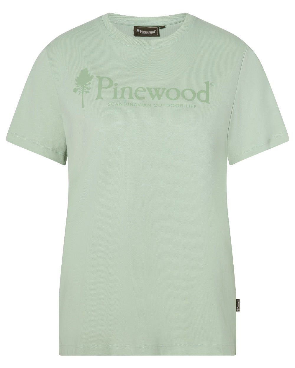 Frosty Green coloured Pinewood Womens Outdoor Life T-Shirt on white background