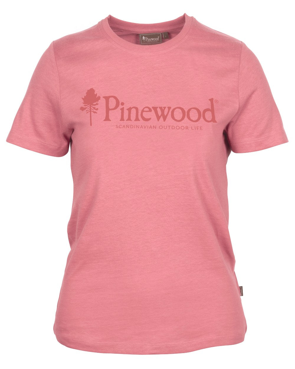 Lantana Pink coloured Pinewood Womens Outdoor Life T-Shirt on white background
