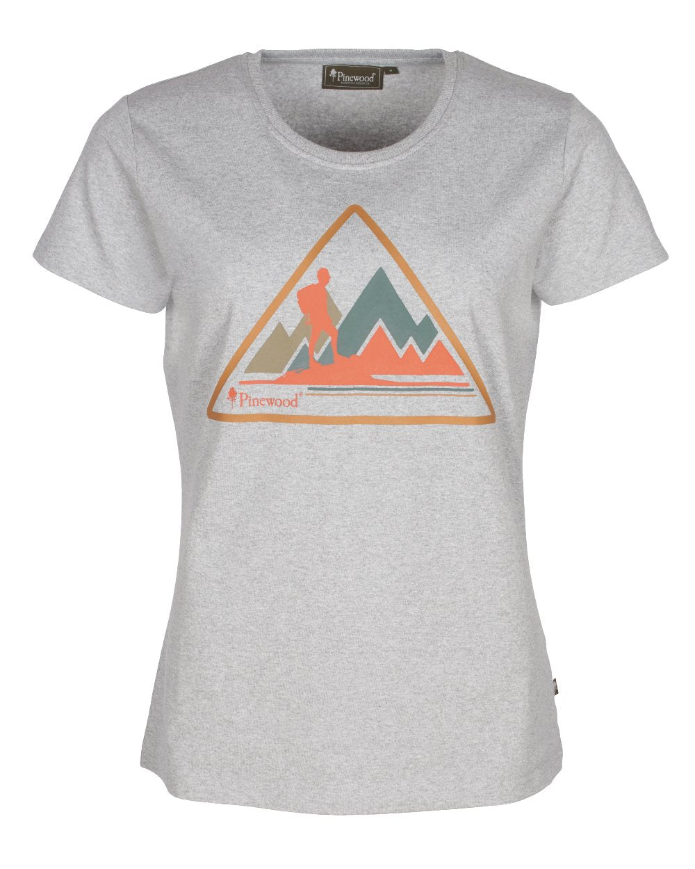 Light Grey Melange coloured Pinewood Womens Outdoor Trekker T-Shirt on white background