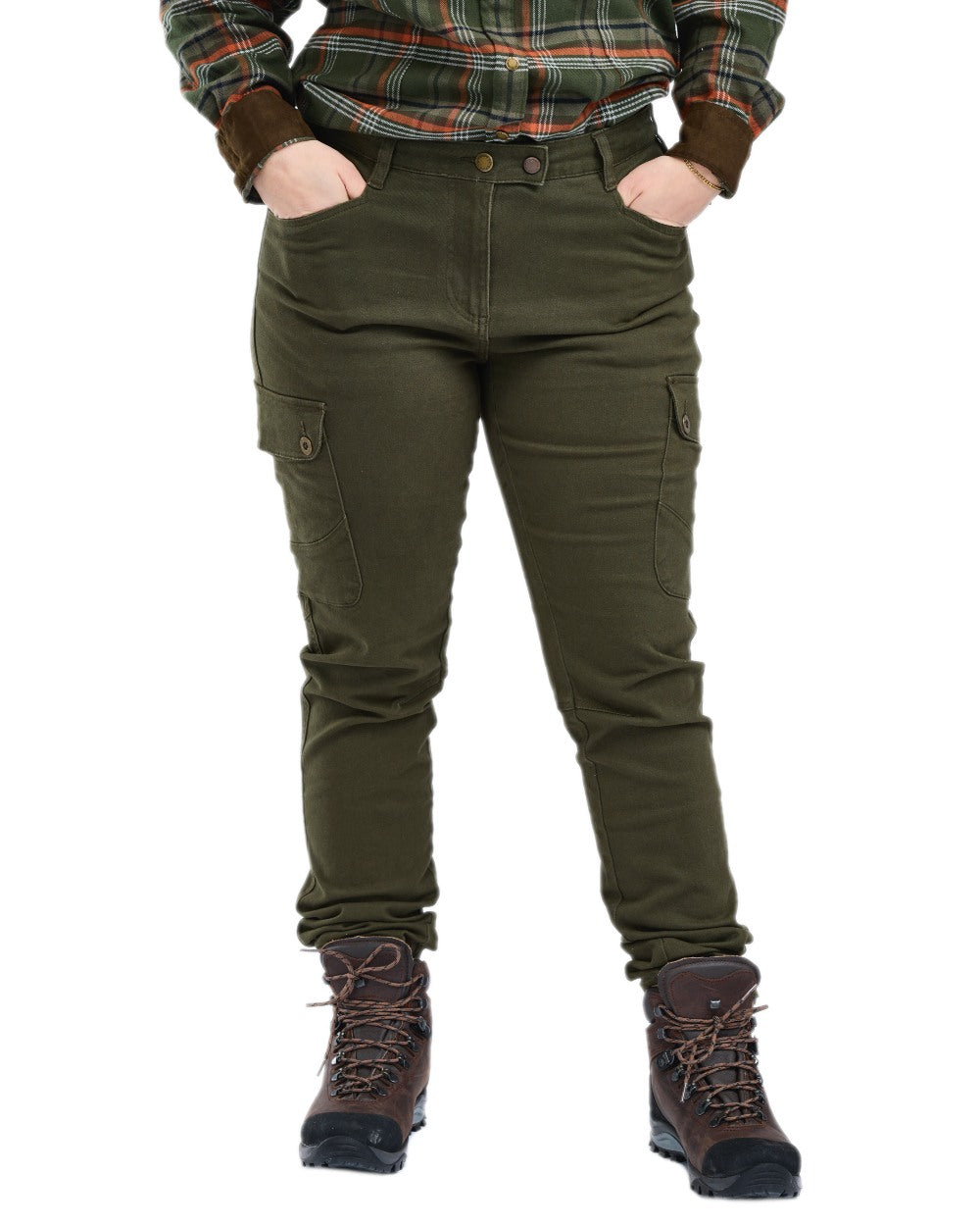 Moss Green Coloured Pinewood Womens Serengeti Trousers on white background