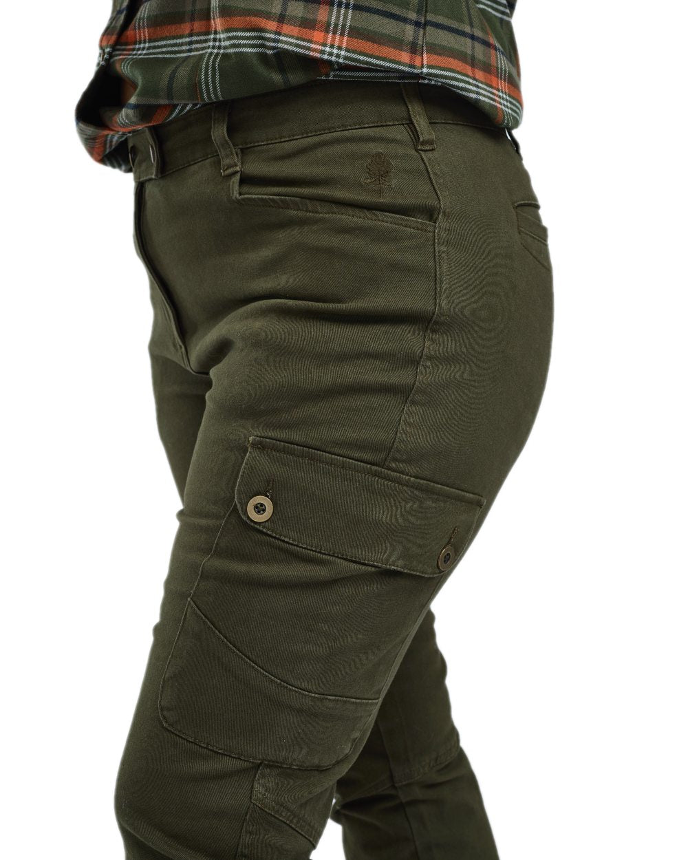 Moss Green Coloured Pinewood Womens Serengeti Trousers on white background