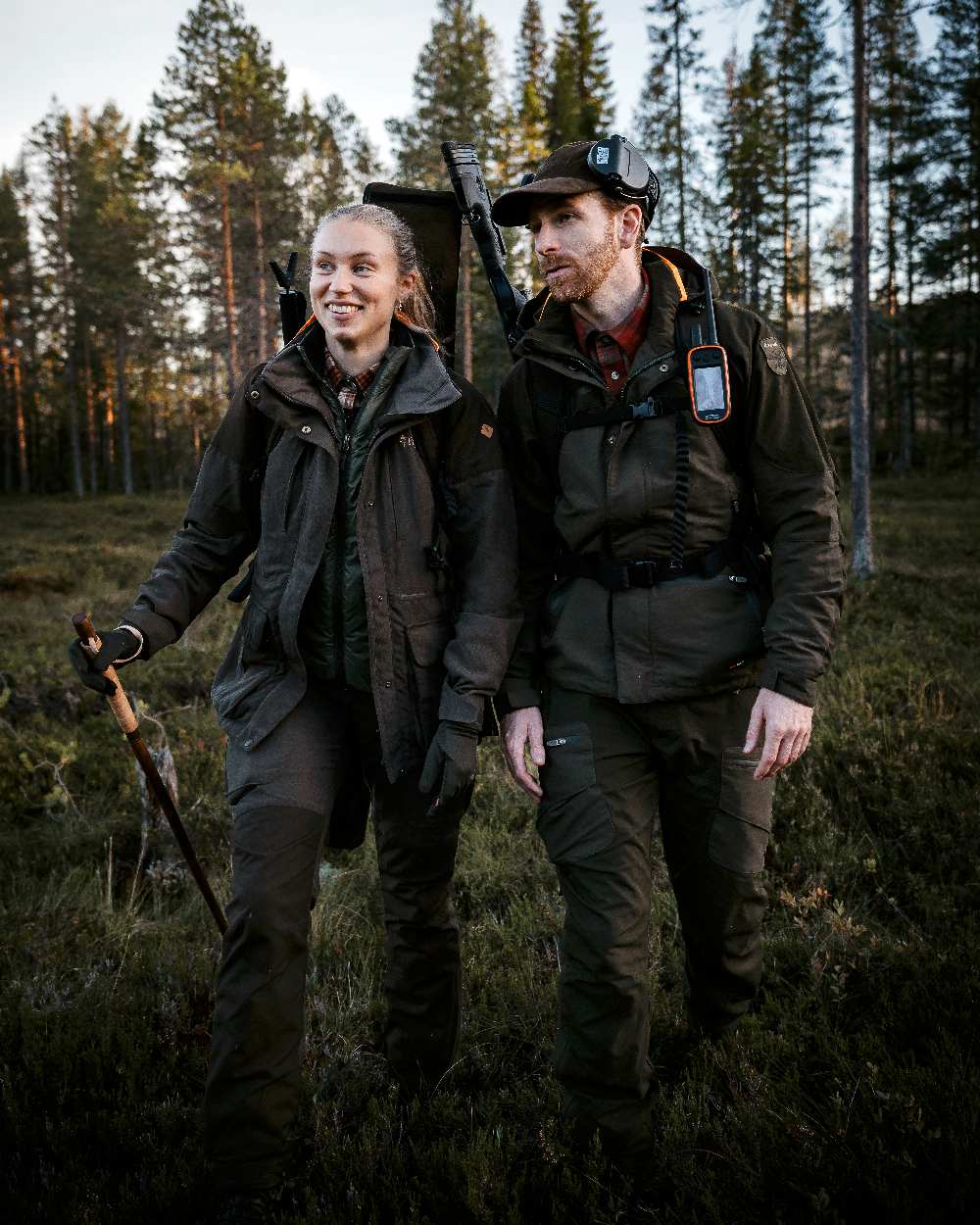 Suede Brown Coloured Pinewood Womens Smaland Hunters Jacket on forest background