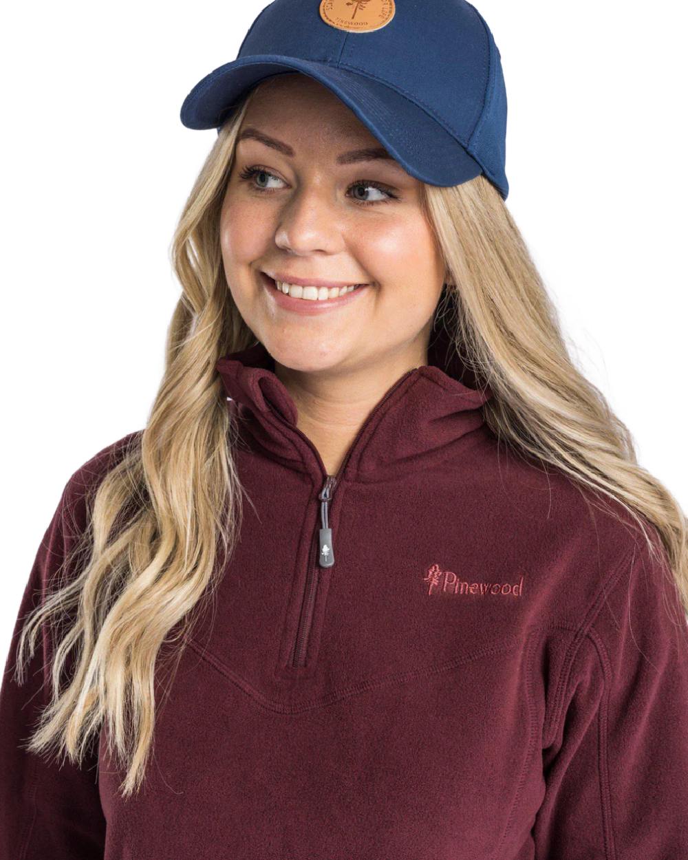 Earth Plum coloured Pinewood Womens Tiveden Fleece Sweater on white background