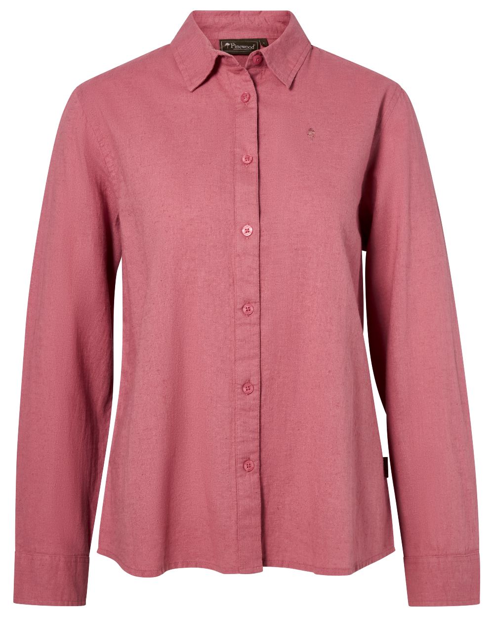 Dusty Pink coloured Pinewood Womens Varnamo InsectSafe Hemp Mix Long Sleeve Shirt on white background