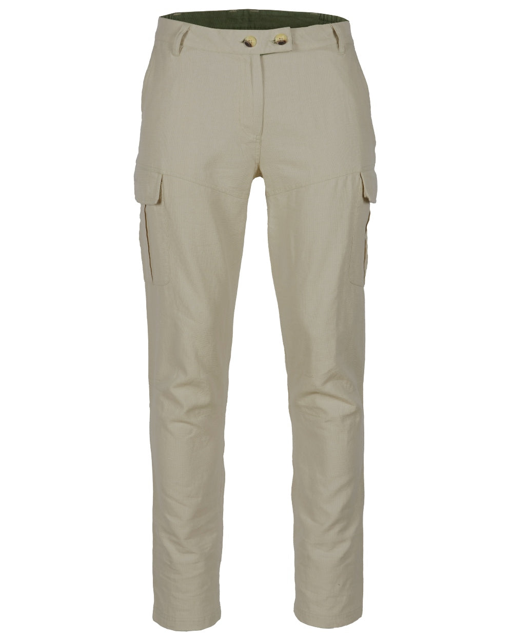 Linen Beige coloured Pinewood Womens Varnamo Insectsafe Linen Trousers on white background