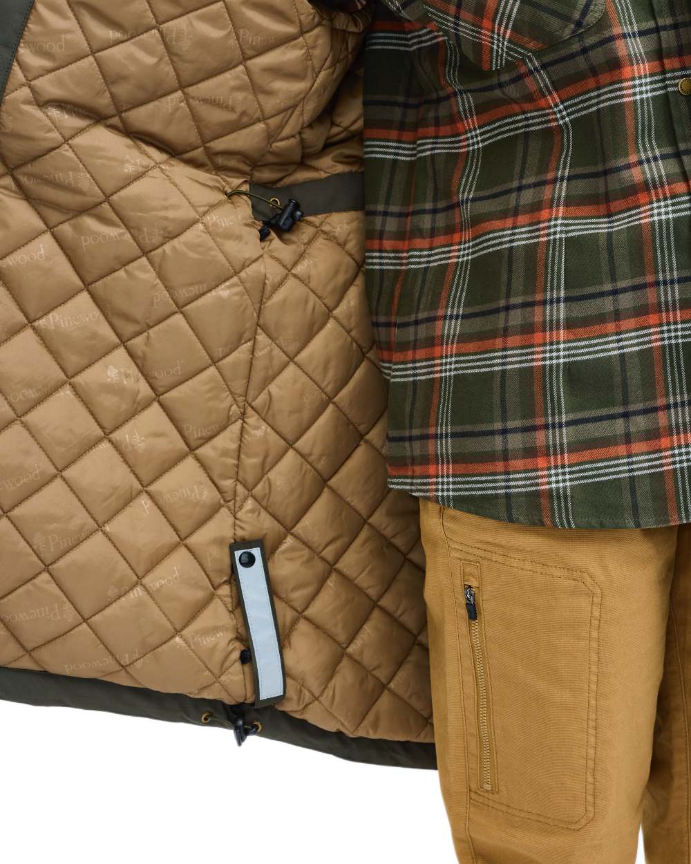 Moss Green coloured Pinewood Womens Wilda Padded Parka on white background