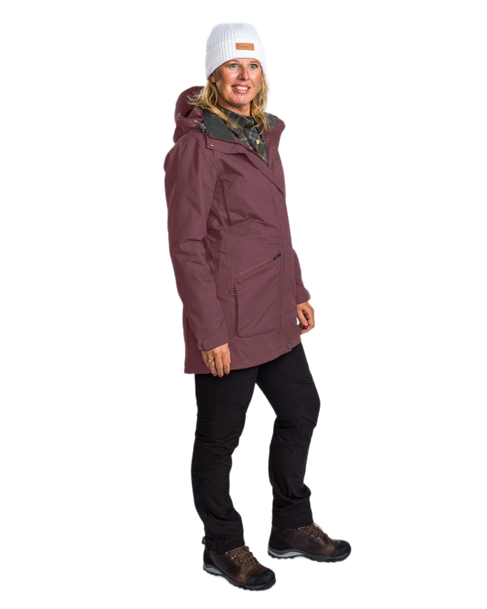 Plum coloured Pinewood Womens Wilda Parka on white background