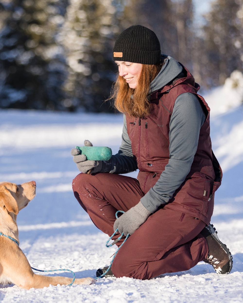 Earth Plum Coloured Pinewood Womens Wilda Stretch Shell Trousers on outdoor background