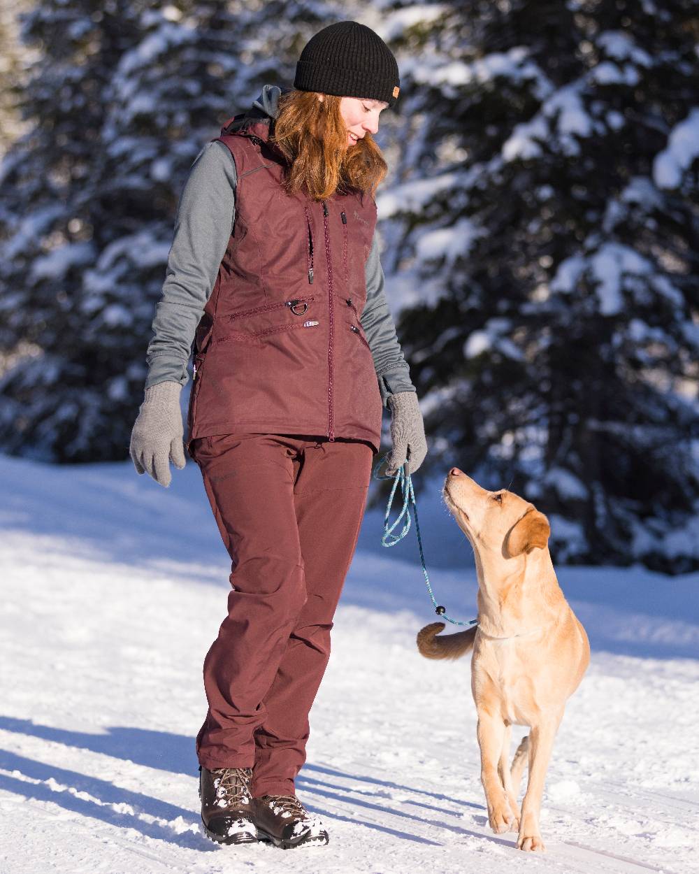 Earth Plum Coloured Pinewood Womens Wilda Stretch Shell Trousers on outdoor background
