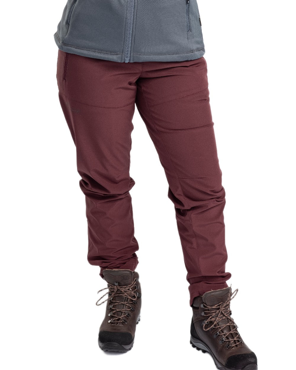 Earth Plum Coloured Pinewood Womens Wilda Stretch Shell Trousers on white background