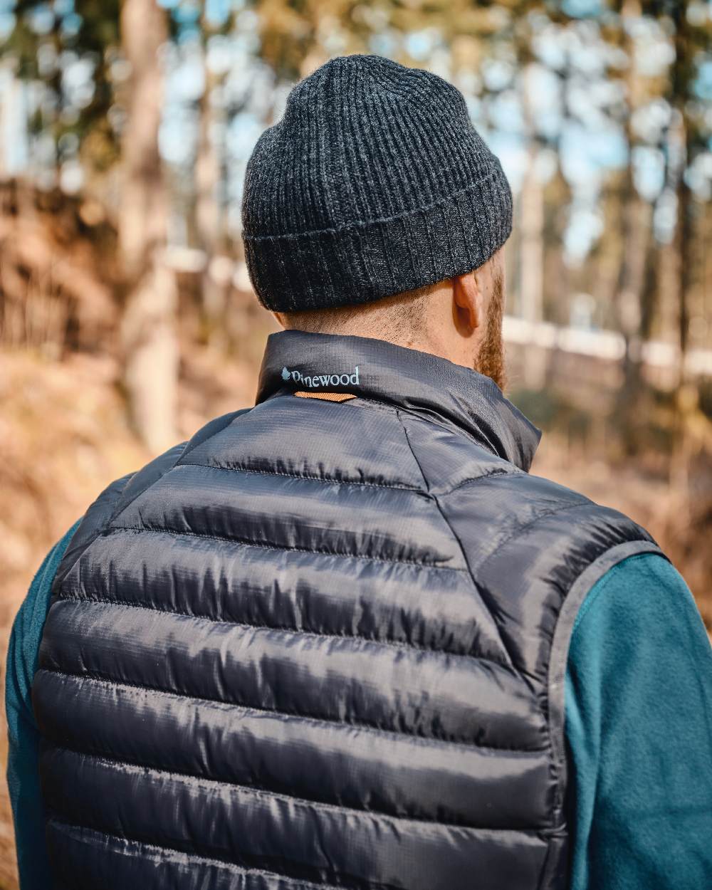 Dark Anthracite Mel Coloured Pinewood Wool Knitted Hat on outdoor background