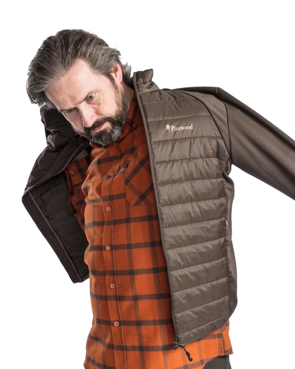 Pinewood Mens Finnveden Hybrid Power Fleece Jacket in Dusty Brown