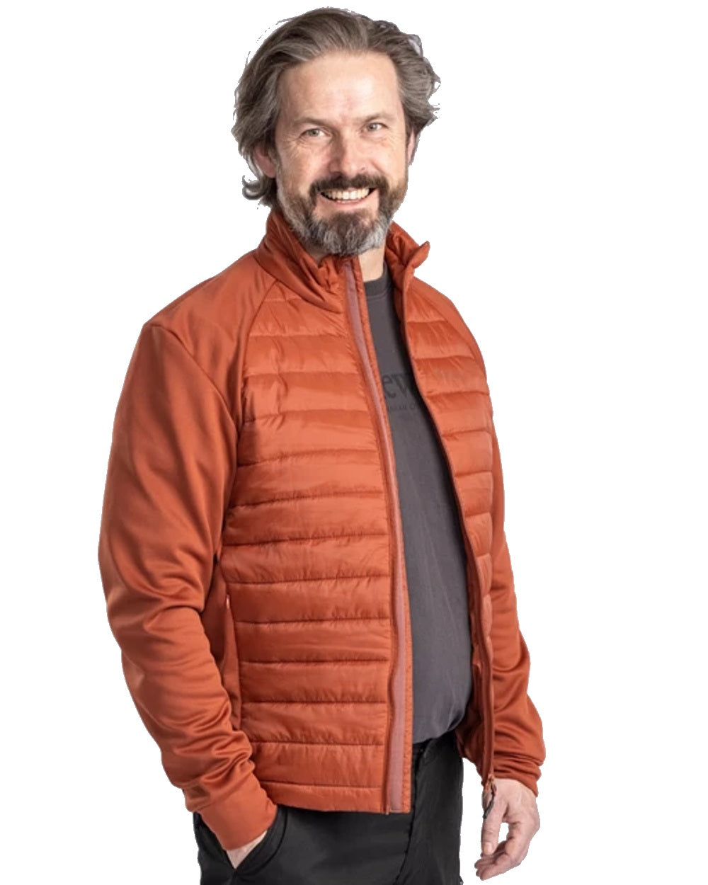 Pinewood Mens Finnveden Hybrid Power Fleece Jacket in Terracotta