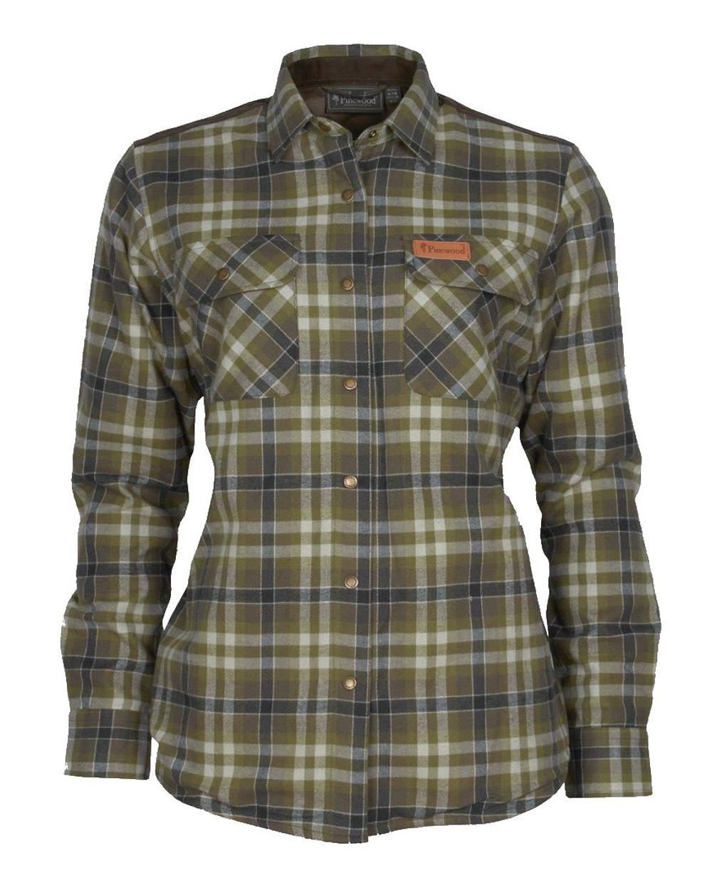 Pinewood Womens Douglas Shirt in Hunting Olive/Light Khaki 