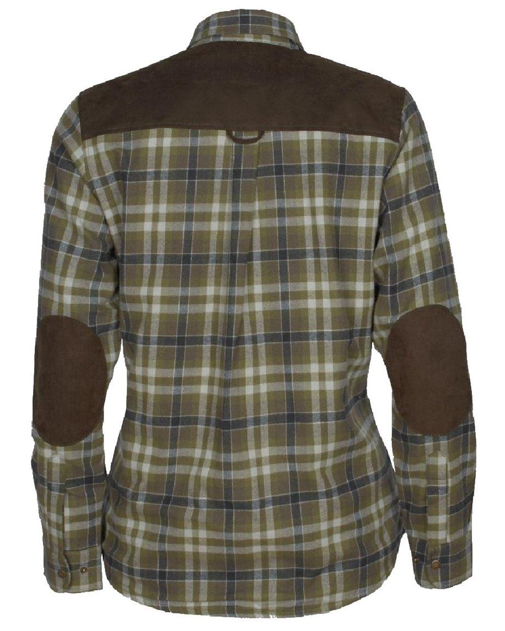 Hunting Olive Light Khaki coloured Pinewood Womens Douglas Shirt on white background