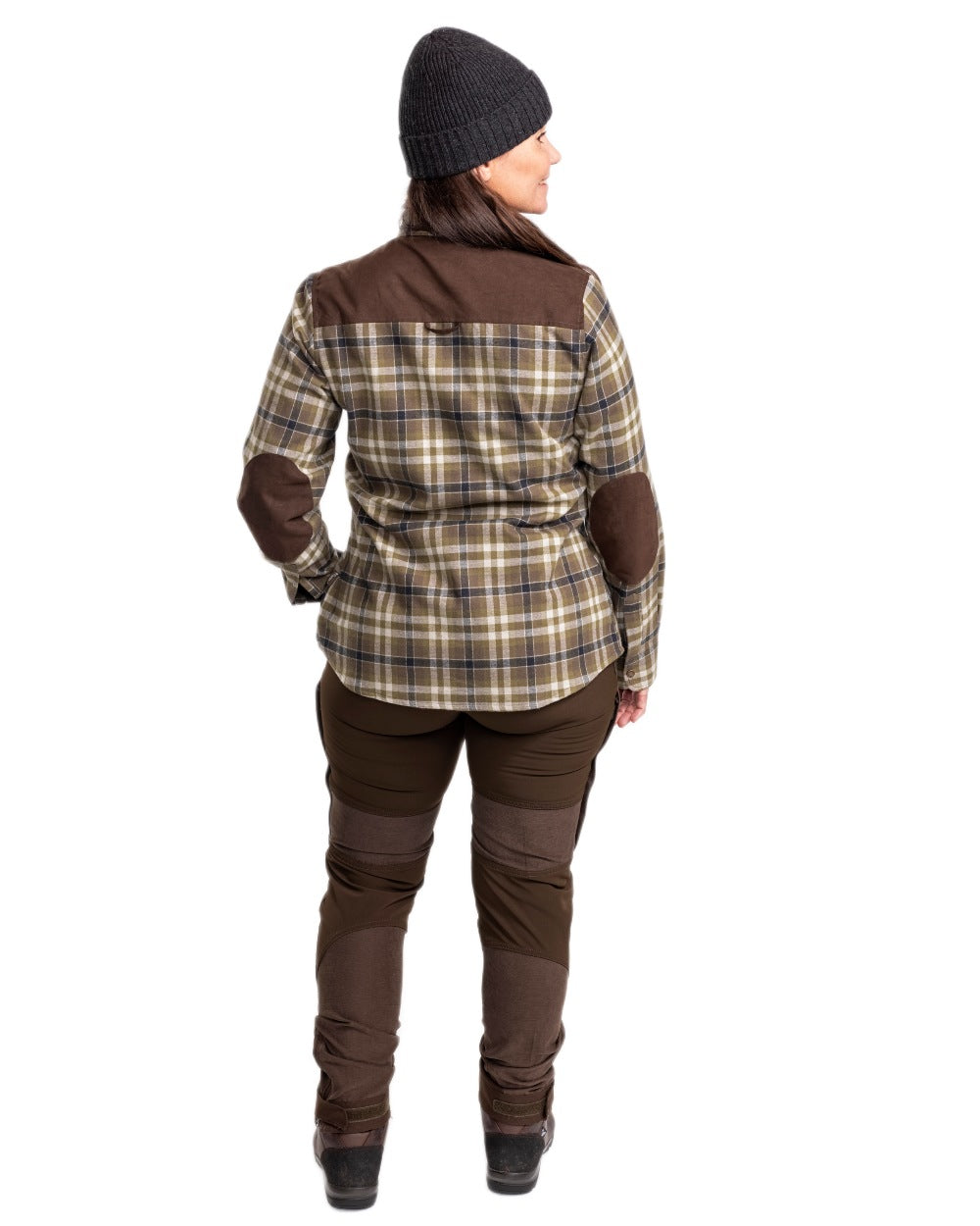 Hunting Olive Light Khaki coloured Pinewood Womens Douglas Shirt on white background