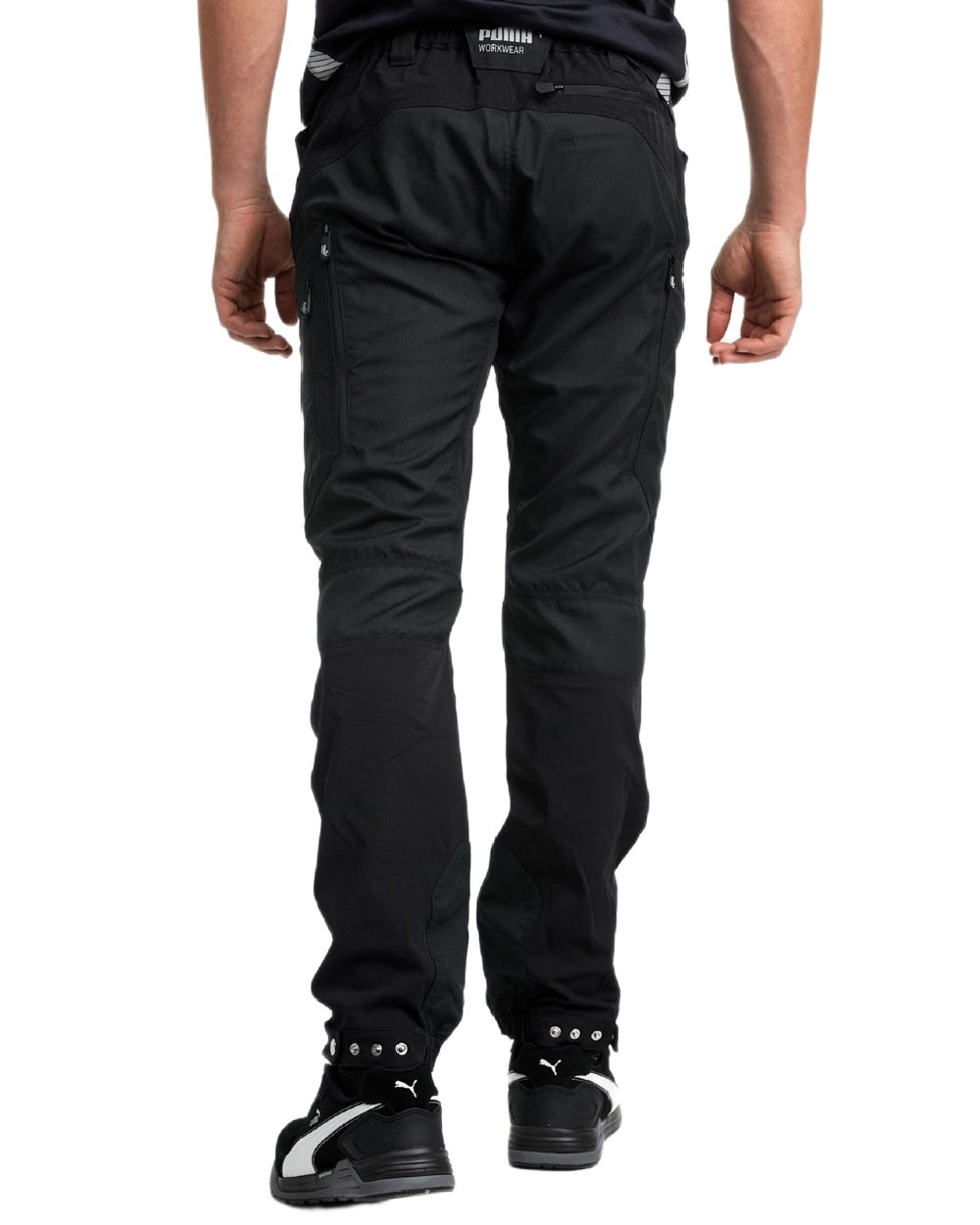 Black Anthracite Coloured Puma Workwear Mens Pro One Premium Outdoor Work Trousers on white background