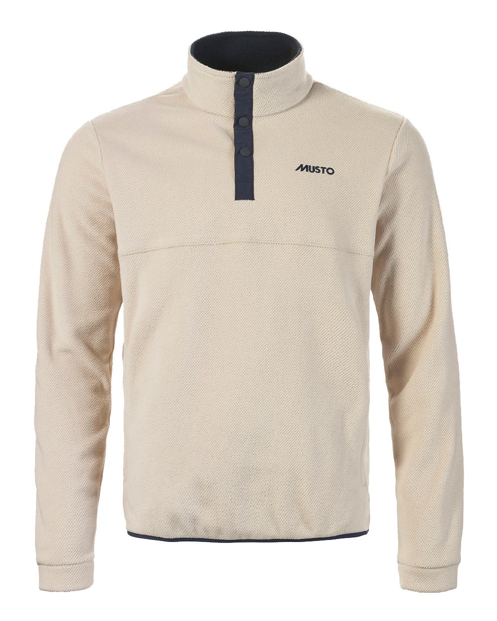 Pumice Coloured Musto Mens Classic Fleece Pullover On A White Background 