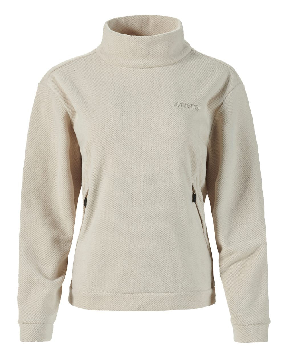 Pumice Coloured Musto Womens Classic Fleece Pullover On A White Background 