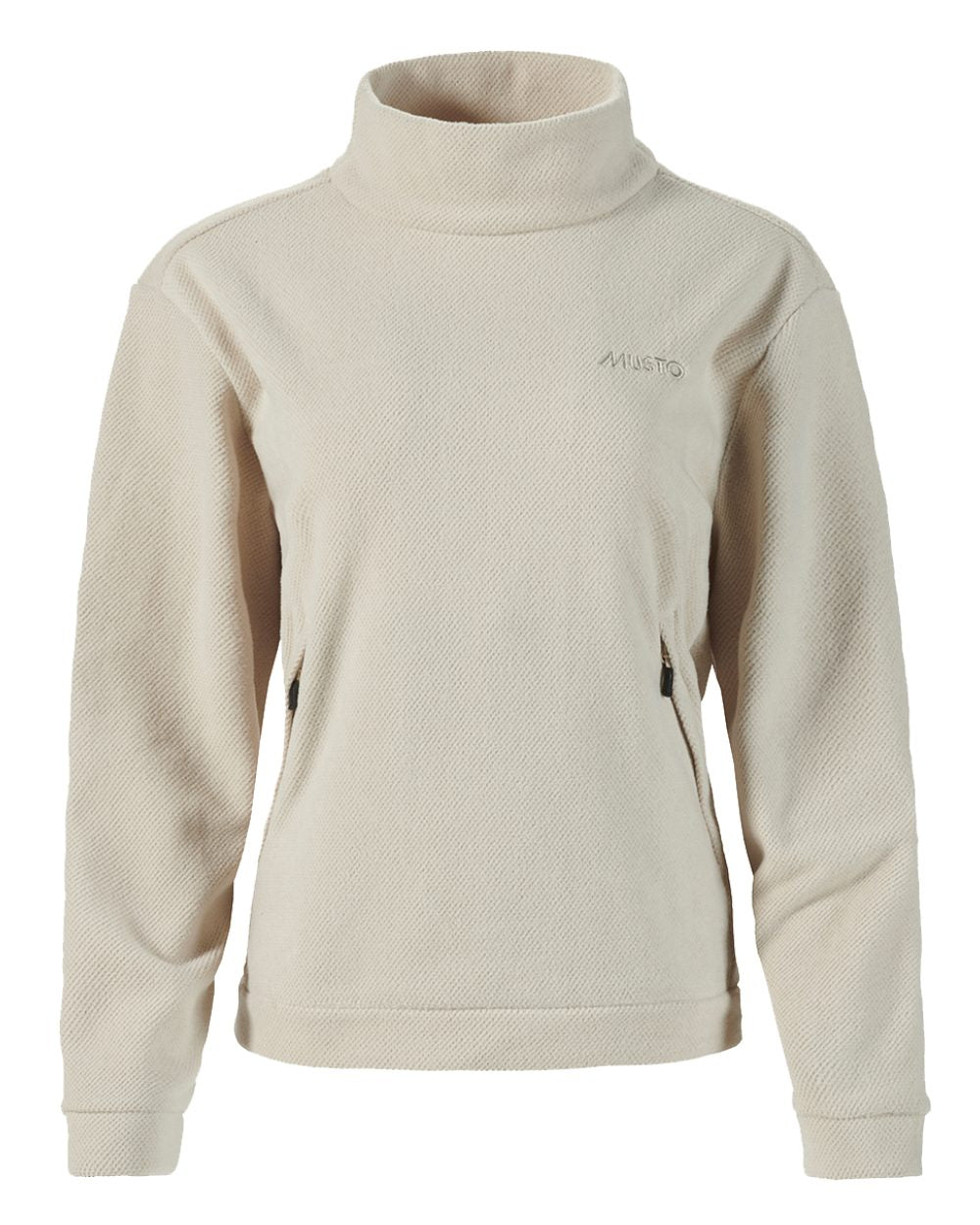 Pumice Coloured Musto Womens Classic Fleece Pullover On A White Background
