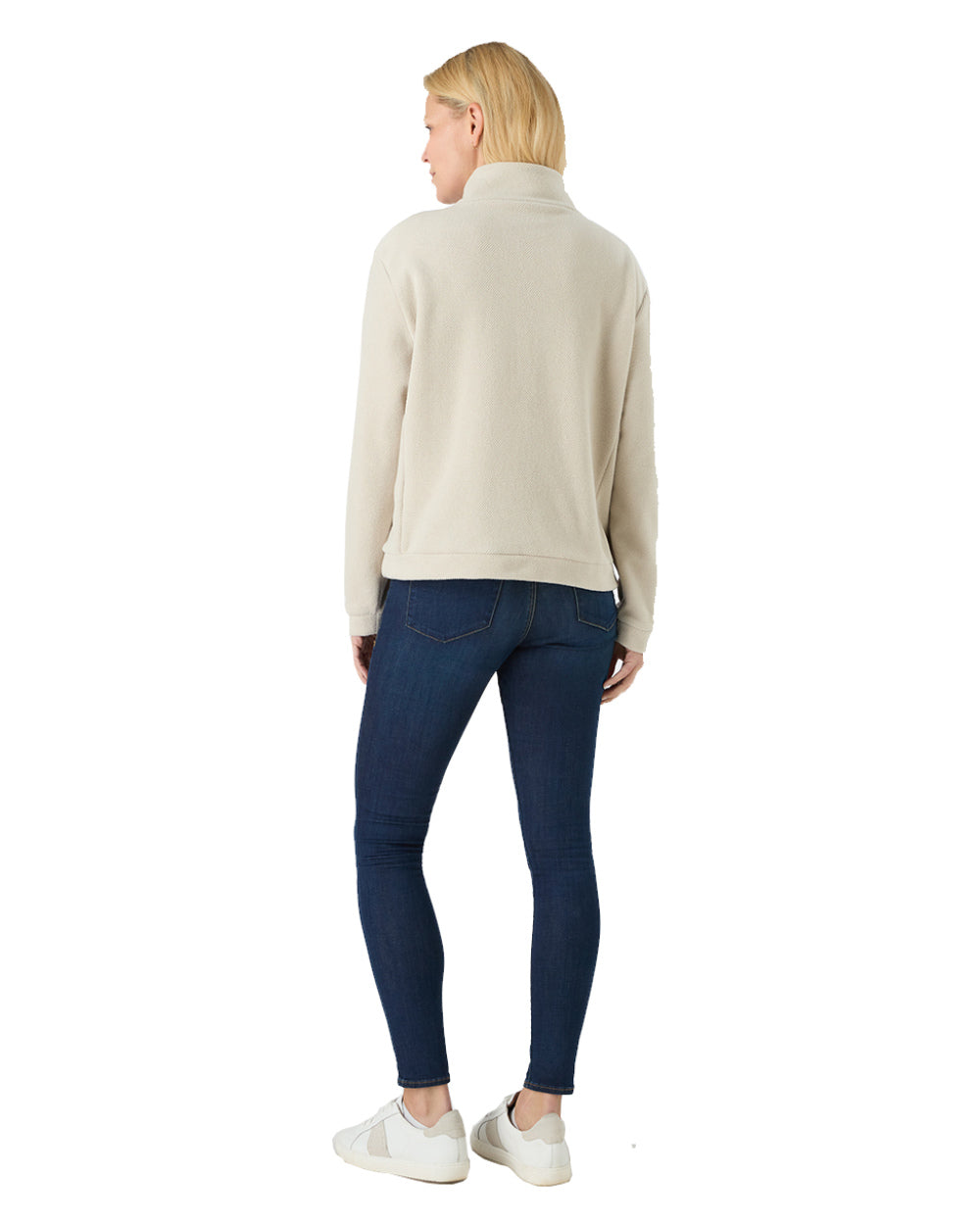 Pumice Coloured Musto Womens Classic Fleece Pullover On A White Background