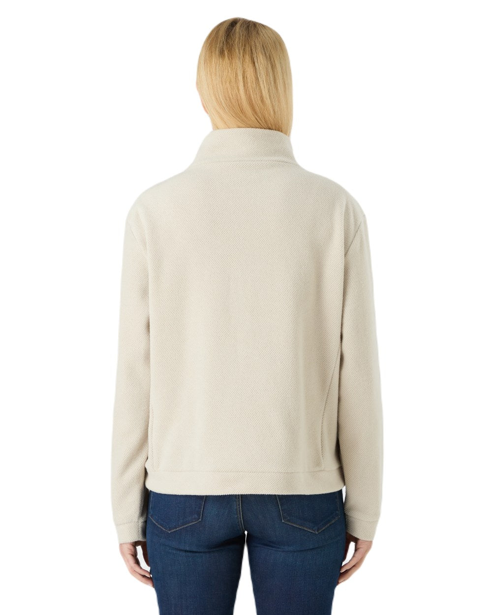 Pumice Coloured Musto Womens Classic Fleece Pullover On A White Background