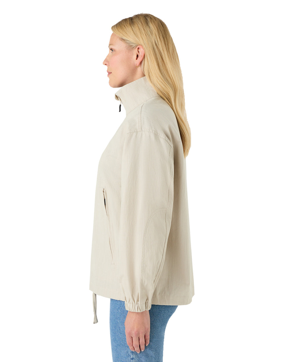Pumice Coloured Musto Womens Falmouth Anorak Jacket On A White Background 