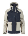 Pumice/Navy Coloured Musto Womens Classic Shore Waterproof Jacket On A White Background #colour_pumice-navy