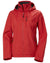 Red coloured Helly Hansen womens crew hooded sailing jacket 2.0 on white background #colour_red