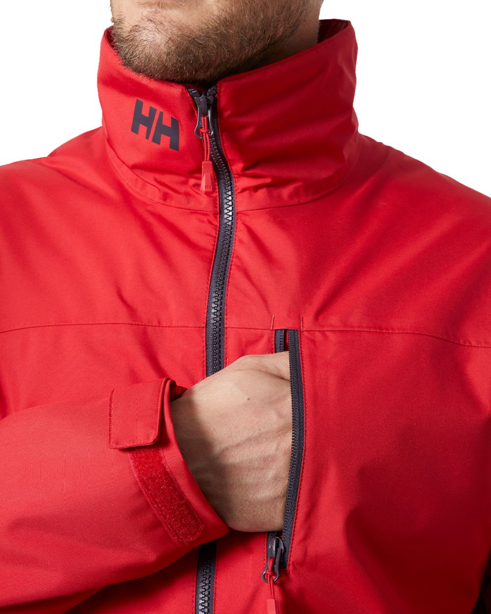 Red Coloured Helly Hansen Mens Crew Midlayer Jacket 2 On A White Background