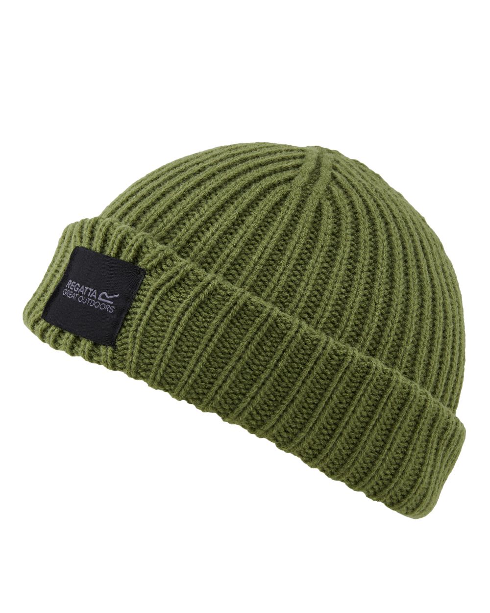 Nephrite Green Coloured Regatta Childrens Connora Fisherman Beanie on white background