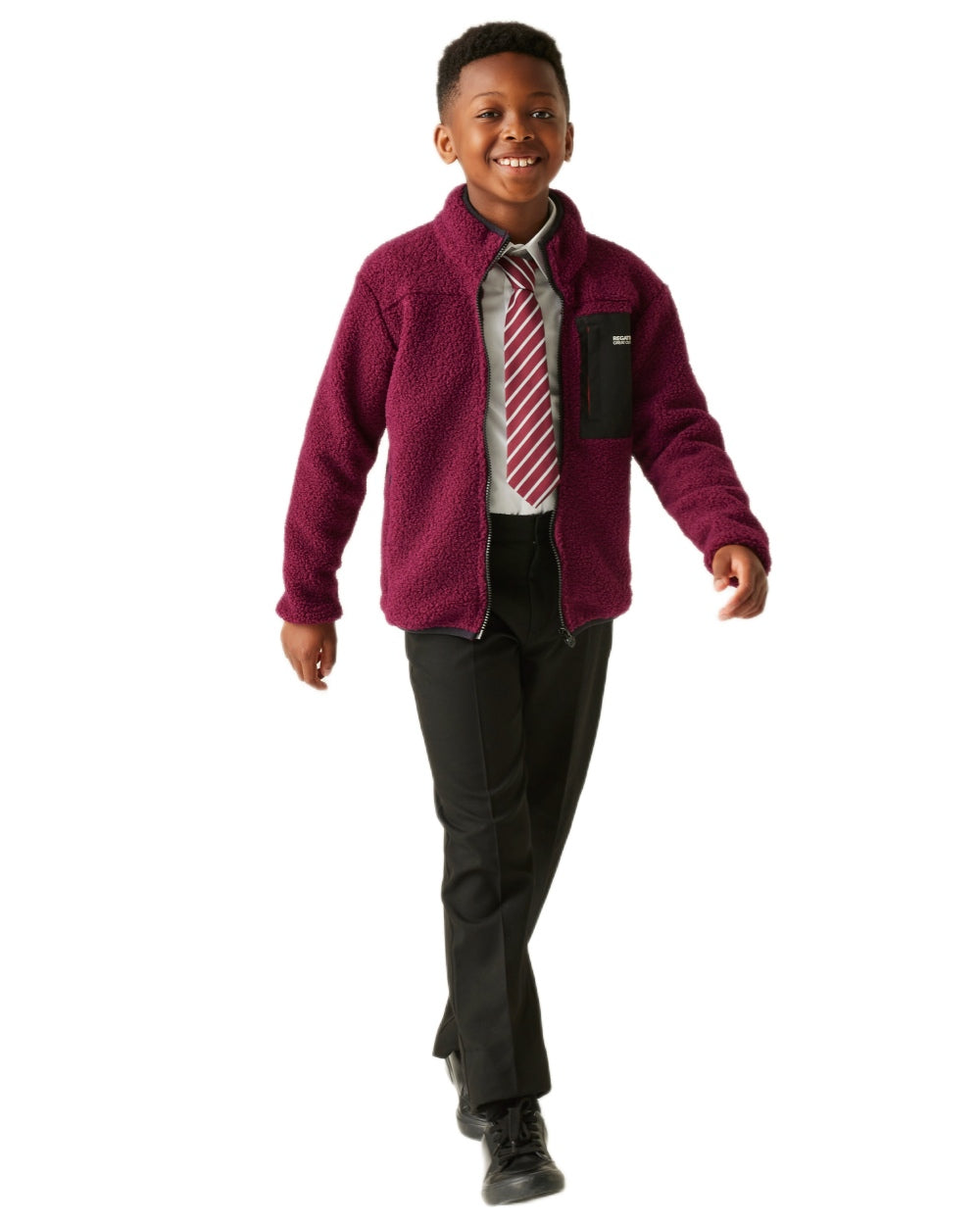 Dark Pimento Coloured Regatta Childrens Frankie Warm Full Zip Fleece Jacket on white background