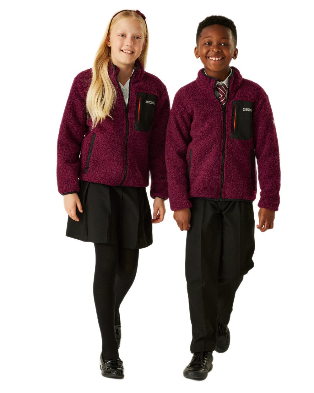 Dark Pimento Coloured Regatta Childrens Frankie Warm Full Zip Fleece Jacket on white background