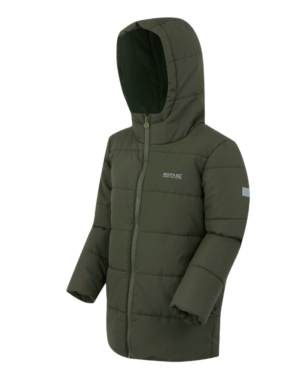 Green Coloured Regatta Childrens Halkner Quilted Jacket on white background